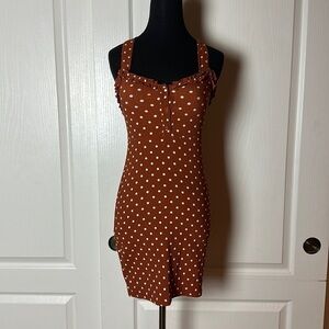 SOLD URBAN OUTFITTERS VIVENNE BROWN POLKA DOT BODYCON DRESS